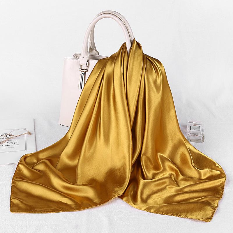 HUISHI Satin Scarf Solid Colors Neckerchief Hijab Scarf For Women Silk Satin Headband Hair Scarves 90cm Square Shawls For Lady