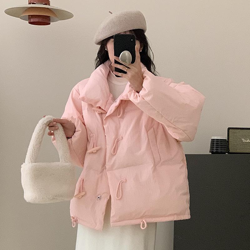 2024 new corner buckle down jacket women's Korean version loose white duck down winter small short student coat