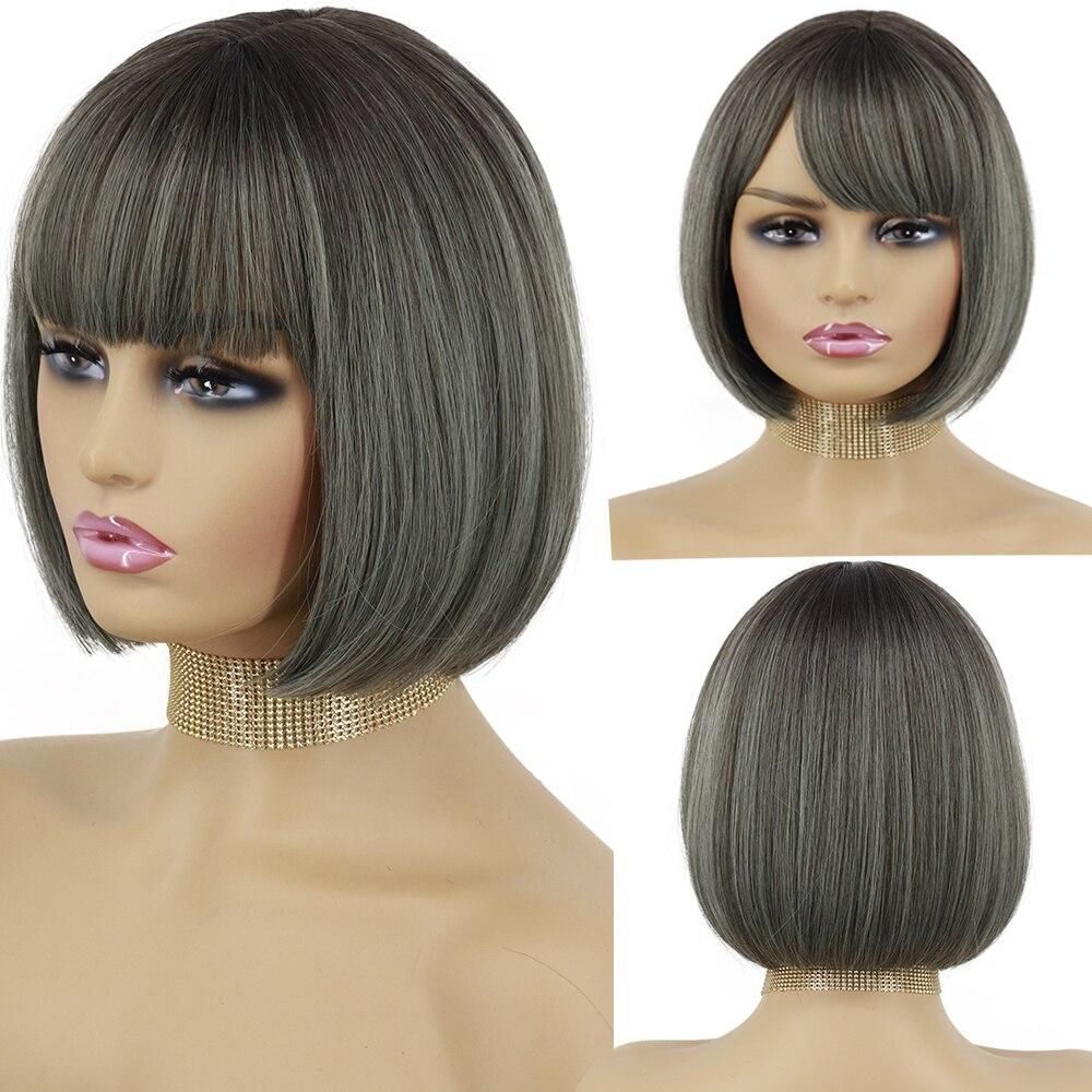 MISSQUEEN Женский модный зеленый прямой короткий парик Боб с челкой из синтетического волокна, зеленый парик для косплея на Хэллоуин