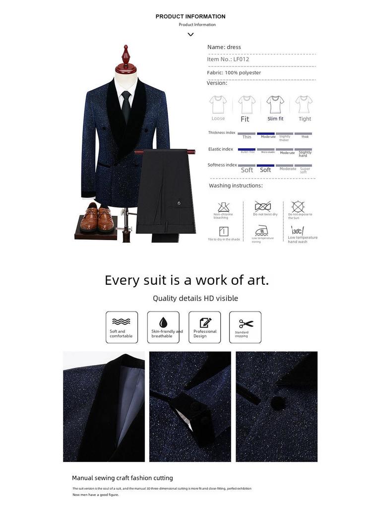 Men's Shiny Performance Costumes: Large Size Suit Jackets, Wedding Attire, Host Suits, and Performing Arts Outfits.