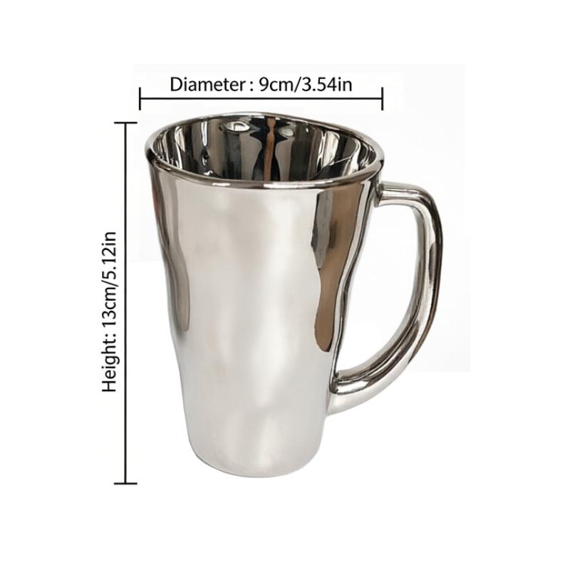 Silver Coffee Mug With Handle Stylish Milk Cup Polished Stainless Steel For Office Home Everyday Use