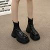 Модные осенние женские толстые ботильоны с тонкими ботильонами, модные короткие ботинки на платформе с застежкой-молнией сзади, уличные женские туфли