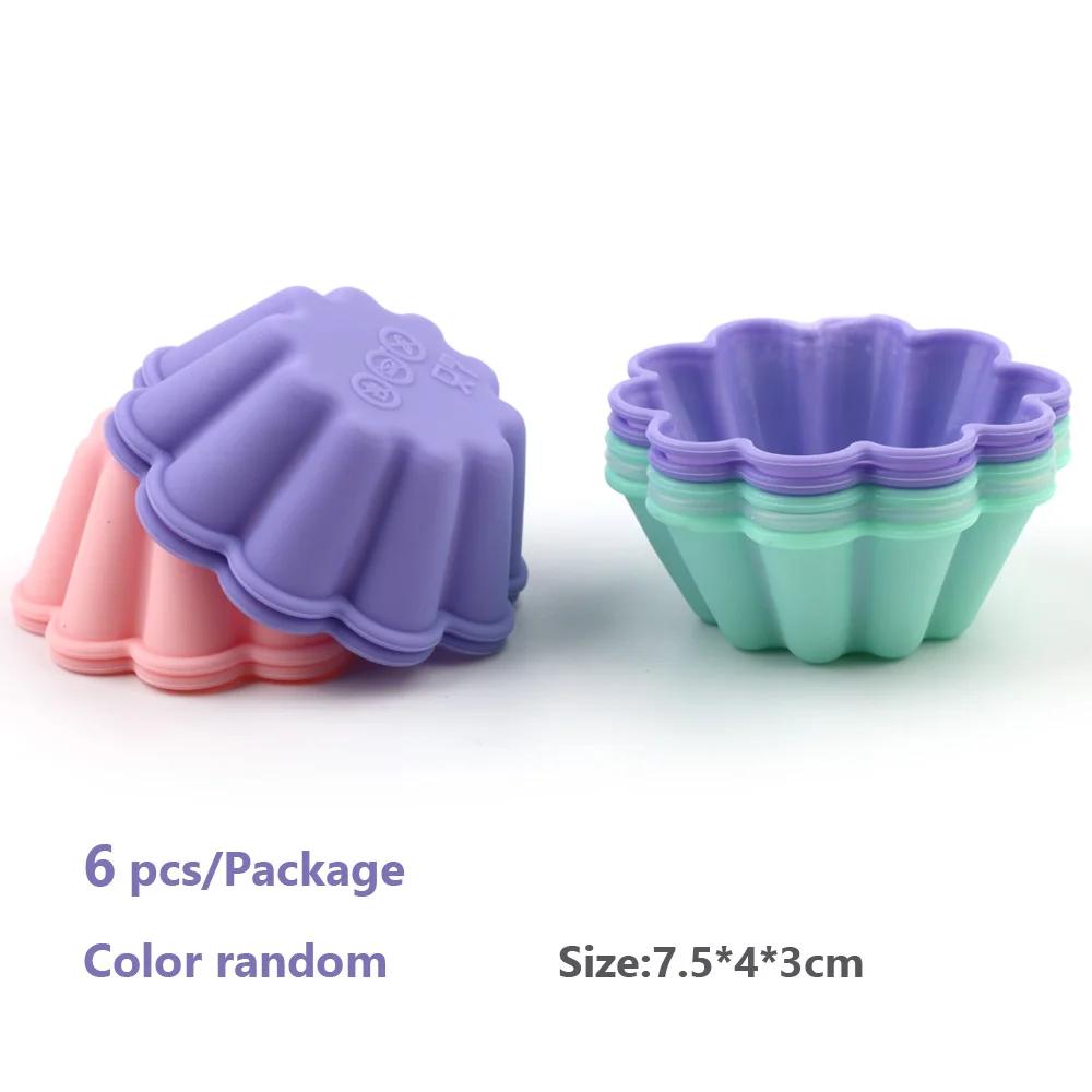 Новые силиконовые формы для кексов 6 шт., формы для выпечки кексов, антипригарные термостойкие многоразовые силиконовые формы для кексов своими руками