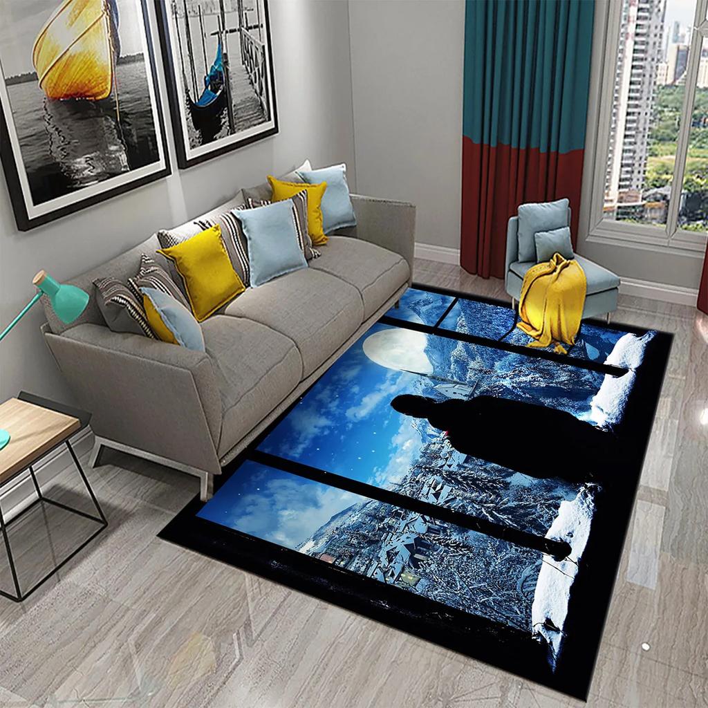 3D Современный ковер с пейзажем за окном Красивый вид за окном Коврики Кухня Ванная Нескользящий коврик Ковры для декора гостиной и спальни