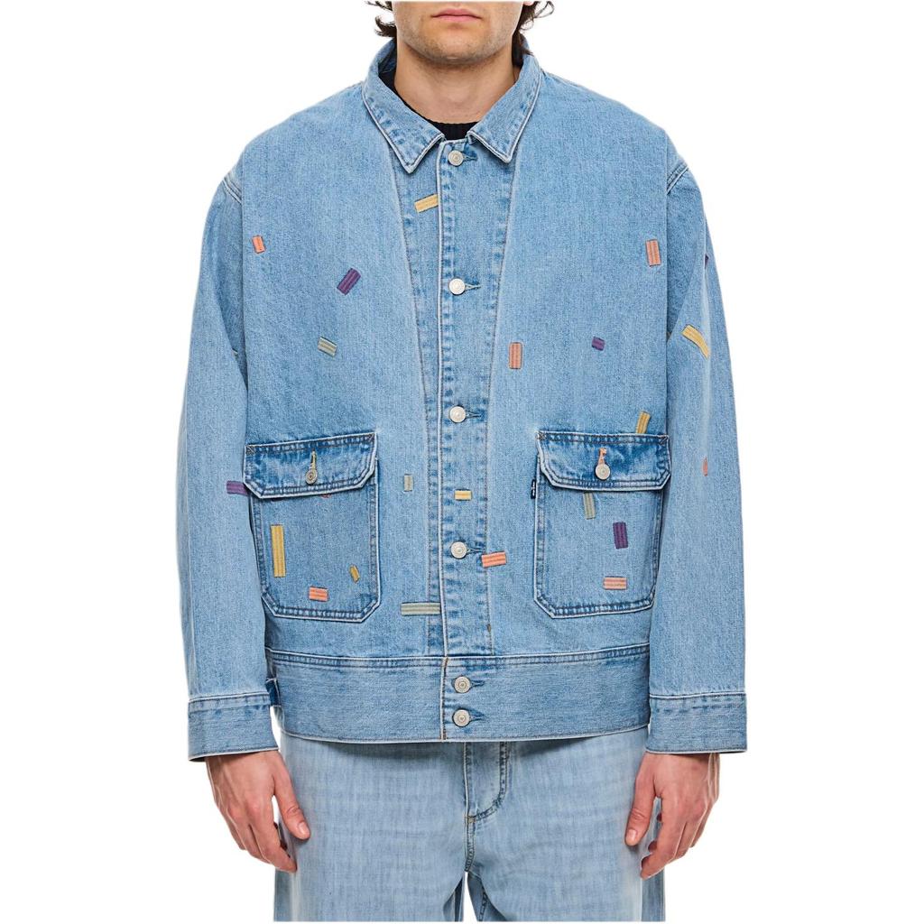 Levis Потертая винтажная куртка из денима с воротником, однобортная, с длинным рукавом, мужская куртка, светло-голубая A7150-0002