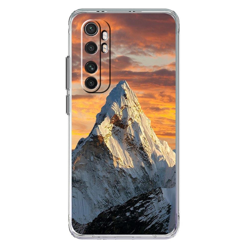 Чехол для телефона для Xiaomi Mi Poco X7 X6 X5 NFC X3 Pro 17 15T 15 14T 14 13T 11 12 13 Lite Прозрачный ТПУ Чехол Пейзаж с горными вершинами