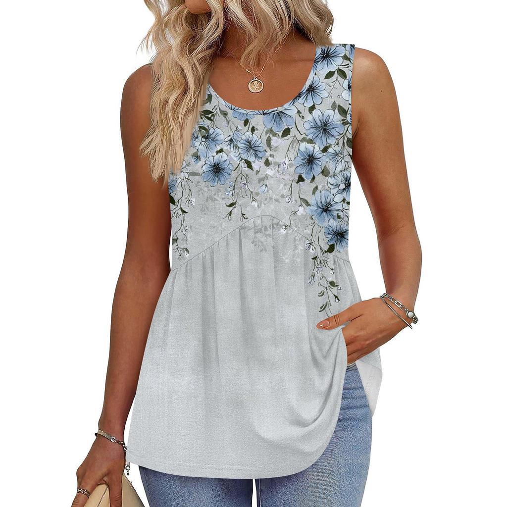 Майка с квадратным воротником, женская футболка с принтом, повседневная свободная рубашка без рукавов