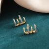 1 пара серег-гвоздиков с 4 когтями и стразами, ювелирные изделия, сверкающие серьги-гвоздики в корейском стиле для