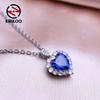 Fashion Blue Heart Necklace Ladies Pendant For Women Girl Cubic Zirconia Necklace Jewelry Gift