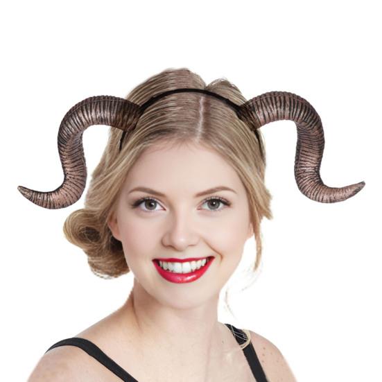 Goat Horn Headband Gothic Devil Horns Hair Hoop Halloween Dress Up Hair Accessories for Halloween Party Cosplay Events