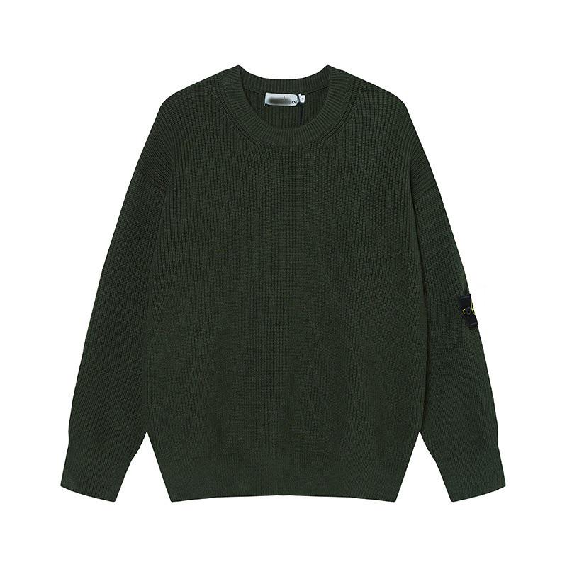 STONE Унисекс Кардиган на молнии с воротником-стойкой и нашивкой Вязаный свитер для осени/зимы