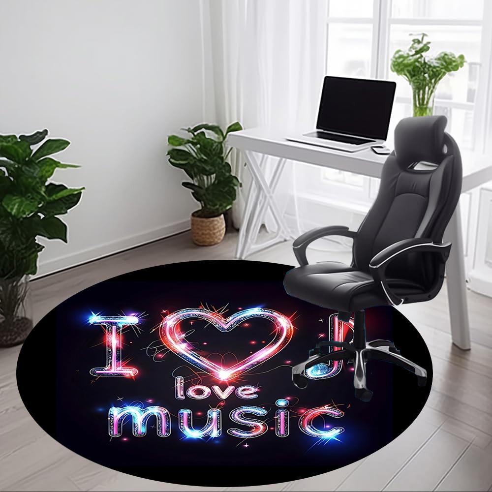 1pc Love Music Heart Chair Carpet for Office, Soft, Non-Slip Polyester Mat, Office, Living Room, Bedroom, Durable Polyester yy251207193