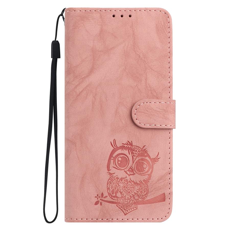 Чехол для телефона с рельефным рисунком совы для Xiaomi Redmi Note 14 14S 13 12 12S 11 10 Redmi 14C 13C 12 12C 10C 9C, чехол-кошелек с ремешком на запястье для Poco C75 C61 M7 X6