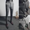 Men's Black Slim-Fit Elastic Business Casual Trousers - Nine-Point Korean Style