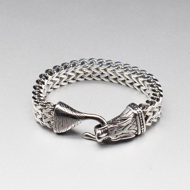 Скандинавский новый мужской браслет с головой волка викингов из нержавеющей стали, индивидуальный двухрядный браслет в стиле хип-хоп