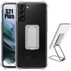 Case for Samsung Galaxy S21+-S21 Plus Silicone Ultra Shockproof Transparent with Adjustable Stand Silver Metal