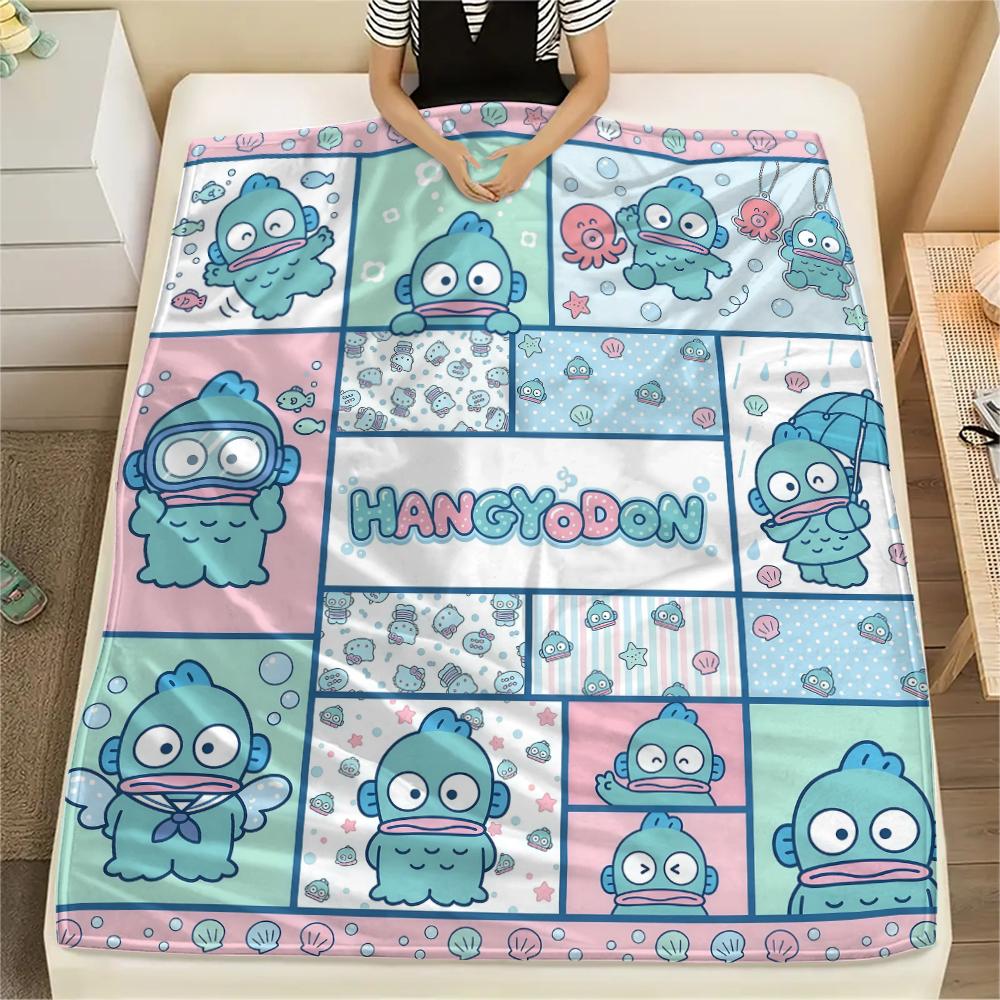 1 шт. Фланелевое одеяло Sanrio с принтом-пазлом, Высокое качество, Для всех сезонов, Декор для дома, Тепло и уют, Идеально для рождественских подарков
