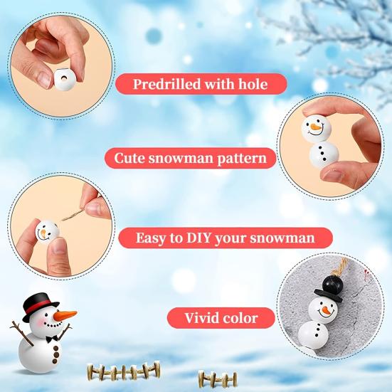 50/100 шт. Рождественский снеговик деревянные бусины сверхмощные DIY ремесло браслет ручной работы ожерелье изготовление ювелирных изделий мультяшный снеговик свободные бусы комплект