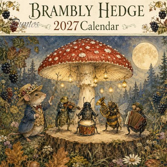 Ежедневный отслеживатель задач и встреч 2027 Настенный календарь Brambly Hedge, 12-месячный подвесной планировщик с винтажным декоративным искусством Подарок Лесная мышь Гриб