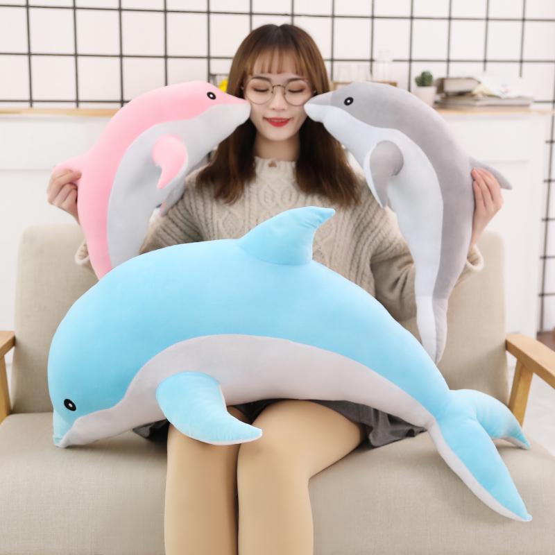Large Plush Dolphin Toys Stuffed Sea Animal Cute Girls Dolls Soft Baby Sleeping Pillow Christmas Birthday Gift For Children