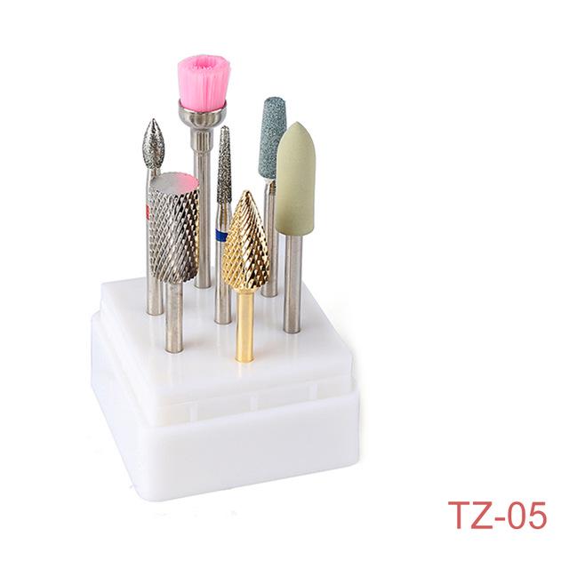 7PCS Ceramic Diamond Nail Drill Bits Set Milling Cutter Manicure Ceramic Tungsten Set 2.35mm