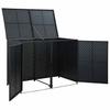 2 Bin Waste Bin Enclosure in Black Poly Rattan 148 x 80 x 111 cm