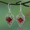 Vintage Hook Chic Engagement Wedding Jewelry Red Agate Earrings Ruby Ear Stud Dangle  Gemstone