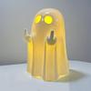 Resin Light-up Ghost Halloween Decor Little White Ghost Figurine Cute Glowing Ghost Statue for Home Table Tiered Tray Decor