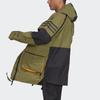 Adidas Xploric Parka Светоотражающая уличная водонепроницаемая куртка с капюшоном с несколькими карманами и логотипом Мужская верхняя одежда Армейско-зеленый GQ2399