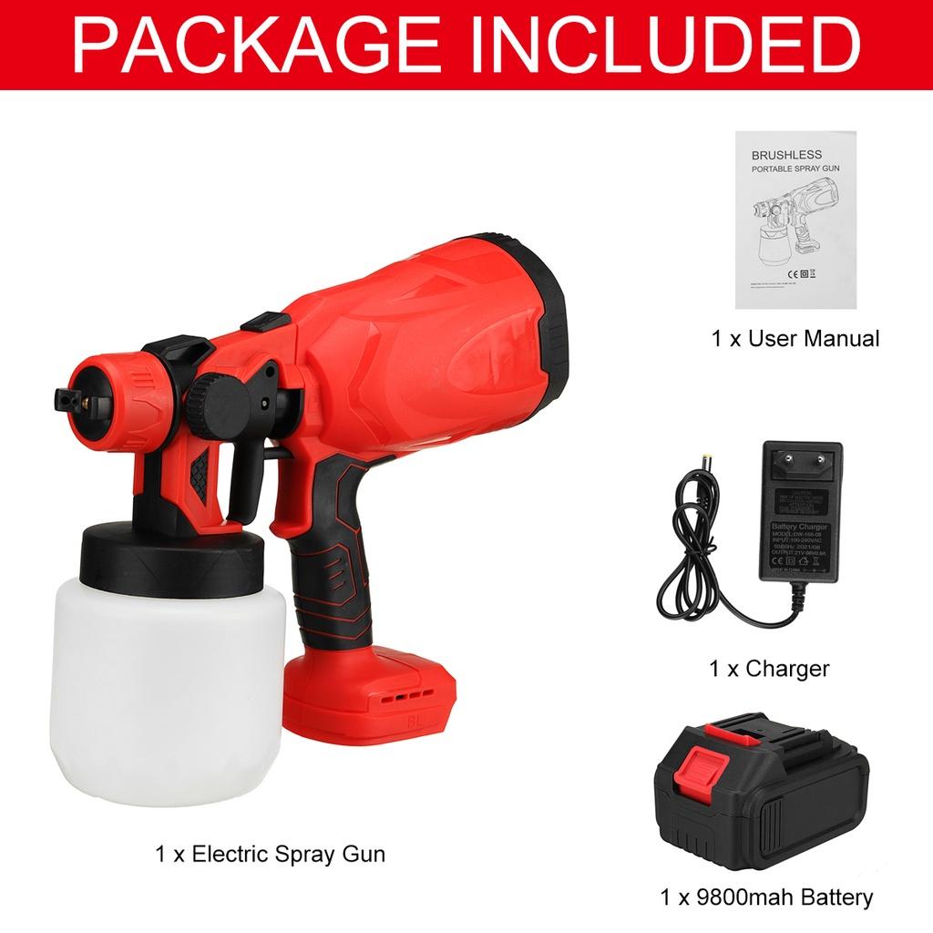 800 мл беспроводной электрический пистолет-распылитель высокой мощности домашний распылитель краски с 3 насадками для контроля расхода Аэрограф для Makita 18 В светодиодный аккумулятор