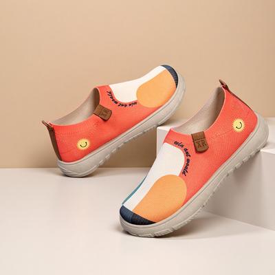 ****** и Осень Новые Старые ******* Тканевые Туфли Тренд Расписные Повседневные Одиночные Туфли S**t Подошва S**t Верх Летающее Плетение Толстая Подошва На Одном Педале Женские