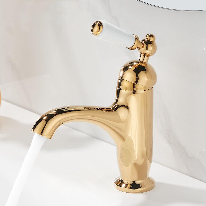 Смеситель для раковины с покрытием под золото Хромированные смесители для горячей и холодной воды Старинный смеситель для раковины Смесители Керамическая ручка Черные смесители для раковины