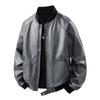 Мужская куртка из искусственной кожи, пальто большого размера, молодежная приталенная куртка-бомбер с кожаным воротником-стойкой