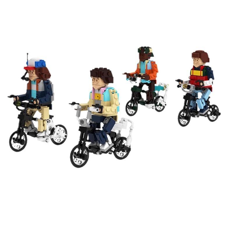 4 In 1 New Hot Dolls Bicycle Bike Brickheadz Building Blocks Set Strangers Things Bricks Toys for Children Kid Halloween Gift