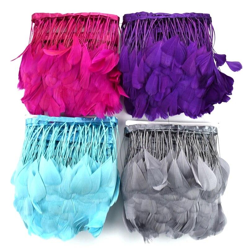 2Meters Goose Feather Trim Ribbon Tape Crafts Fringe Tassel Feathers Artificial Decorations Wedding Handicraft Accessories Decor
