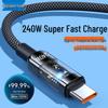 Сверхбыстрый прозрачный кабель для передачи данных USB-C 240 Вт для Huawei, Honor, Vivo, Oppo