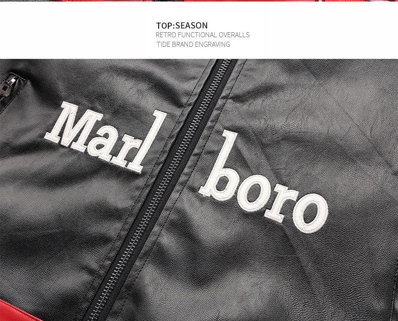 Мужская мотоциклетная гоночная куртка из ПУ-кожи с бархатной подкладкой - Уличная одежда в американском стиле