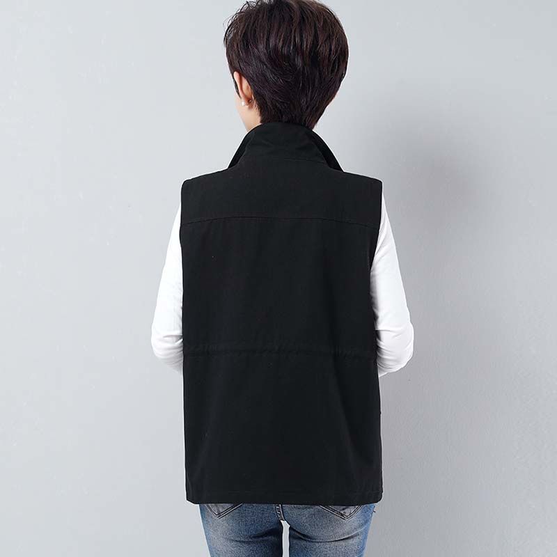 Spring Autumn Vest Women Casual Lined Sleeveless Jackets Basic Loose Waistcoat Lightweight