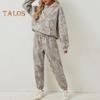 2 Pcs/Set Women Hoodie Pants Suit Printing Long Sleeves Thick Top Elastic Waist Ankle-banded Trousers Sport Fitness Outfit Fall Winter Tracksuit