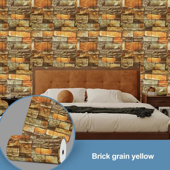 1 рулон обоев с кирпичным узором, самоклеящиеся винтажные настенные наклейки, легко отклеивающиеся и приклеивающиеся водонепроницаемые грязеотталкивающие обои для стен гостиной