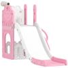 5 in 1 Kids Slide Set with Basketball Hoop, Climbing Frame, Telescope, Storage Box for Toddlers Ages 1-3, Pink