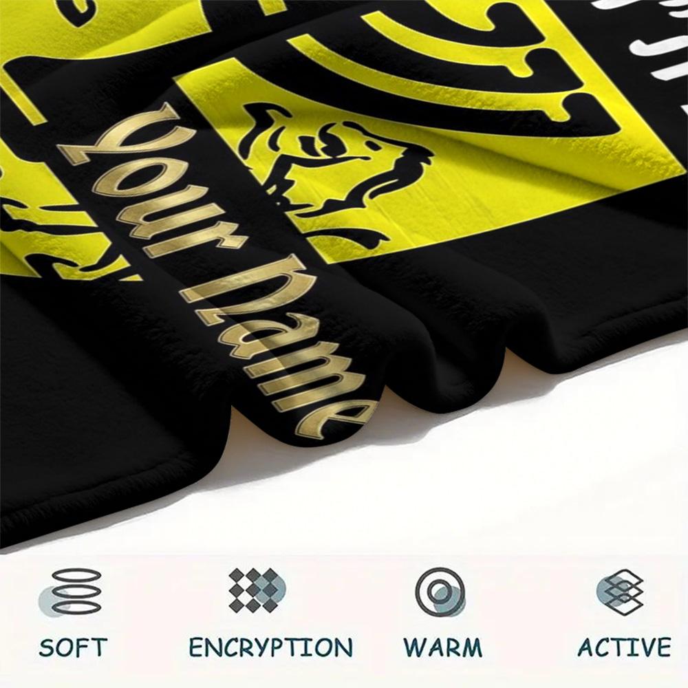 1PC Beitar Jerusalem Fc Crest Custom Name Patterned Flannel Blanket Suitable For All Seasons For Home Decor Warmth And Comfort Gifts Holiday Present