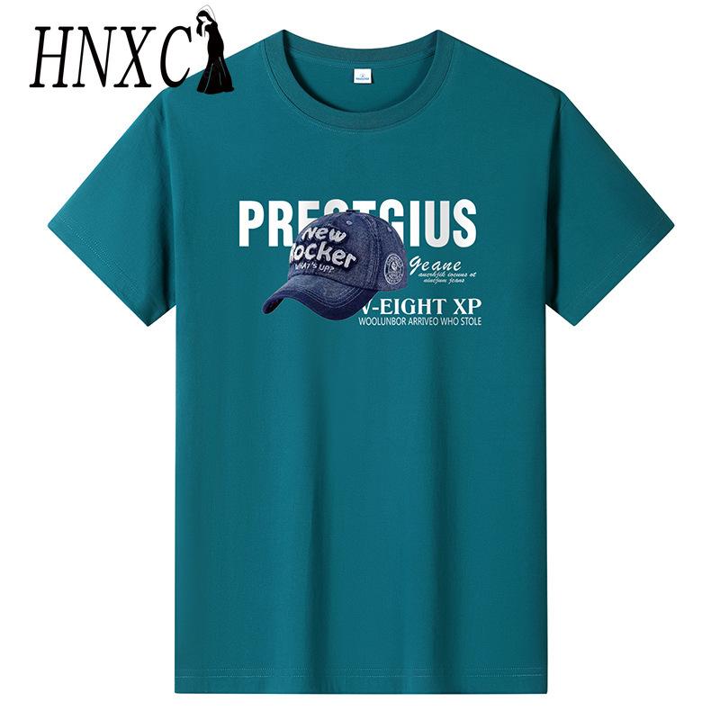 HNXC Хлопковая футболка с коротким рукавом, мужская модная свободная рубашка с половиной рукава, сострадательная рубашка с принтом