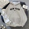 New York Letter Number Hoodie For Women With Polyester Fabric Casual Fall