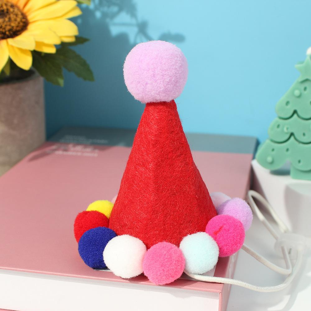 Pet Dog Cat Non-woven Hairball Christmas Hat Headwear Wool Toy Cat Dog Ornaments Pet Supplies