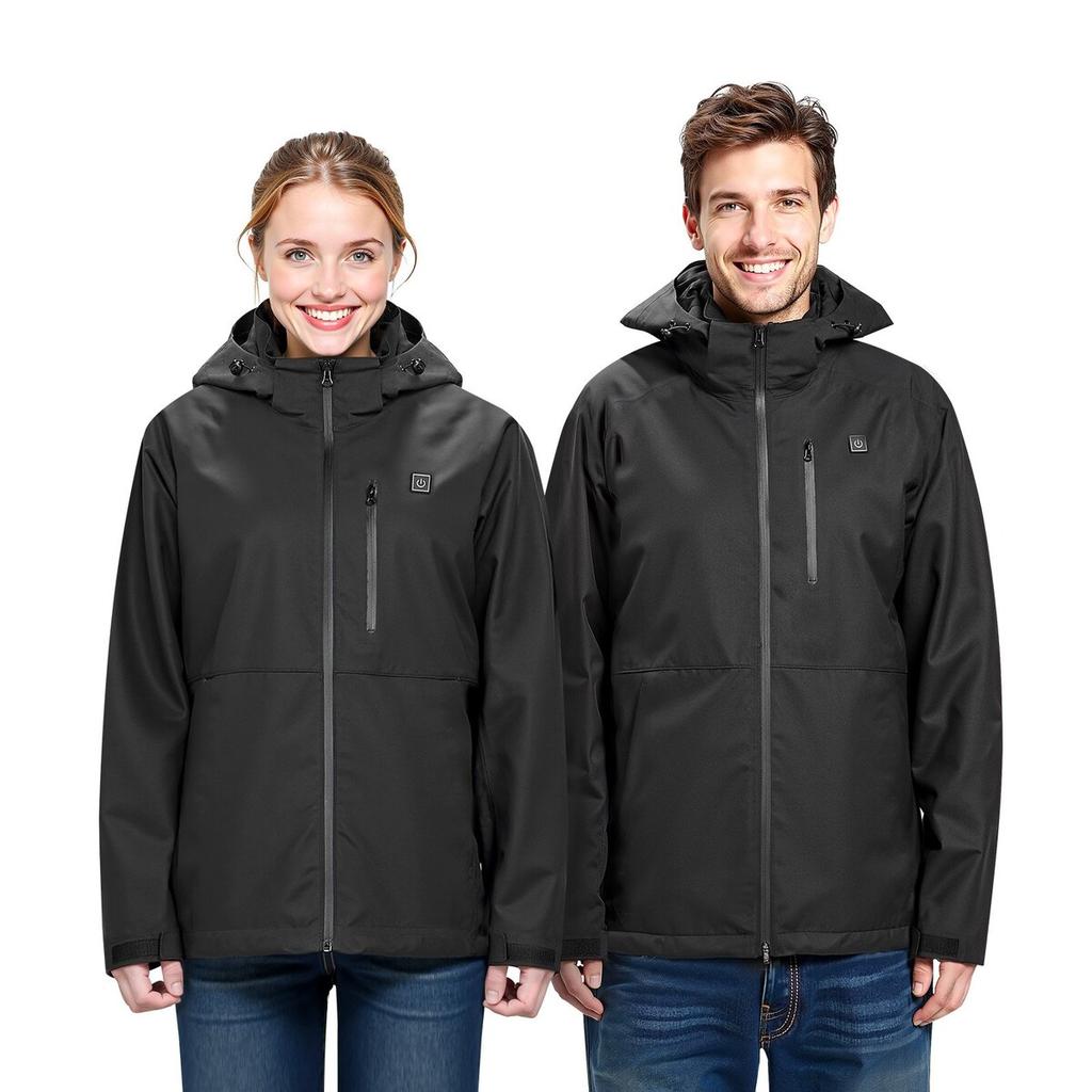 Heated Jacket for Women with 7.4V Battery, Soft Shell Electric Heating Coat, Windproof Waterproof Lightweight Outerwear with 5 Heating Zones & 3 Heat