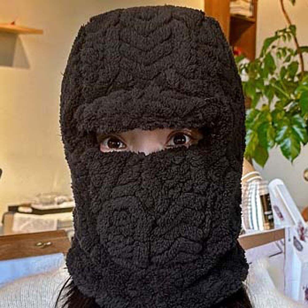 Polyester Warm Wrap Head Hat Solid Color Compact Cap Scarf Ski Windproof Cap  Women