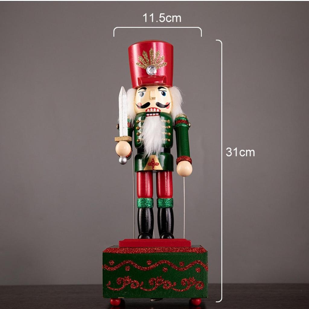 Wooden Music Box Desktop Decor Christmas Nutcracker Decor Nutcracker Puppets for Holiday New Yea Wedding Shelves Valentines Day