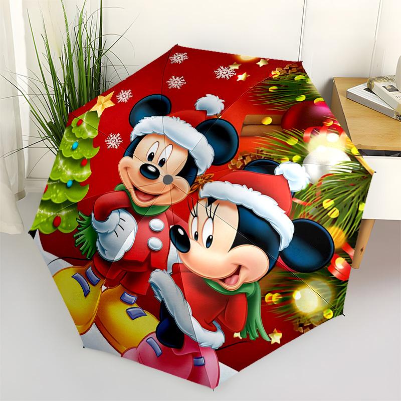 Christmas, Mickey Themed Automatic Opening and Closing Umbrella, Brightly Colored 8-rib Portable Umbrella, Suitable for Men and Women, A Perfect Gift