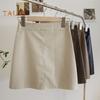 Мини-юбка А-силуэта с высокой талией, однотонная женская юбка, осень-зима, ветрозащитная юбка с запахом на бедрах, повседневная одежда